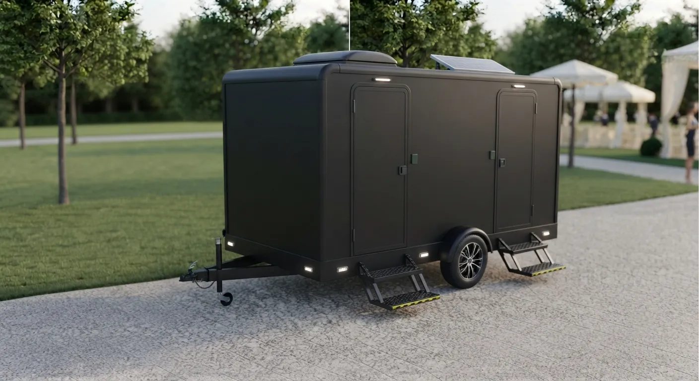2 stall restroom trailer from our Santa Clara fleet